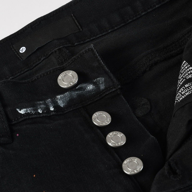 Purple brand Jeans High-quality pure cotton streetwear trousers Splashed ink
