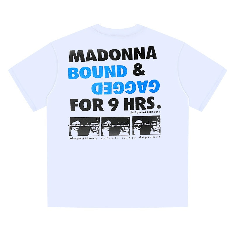 ERD T Shirts Double-sided Distressed Letter & Silhouette Printed Top