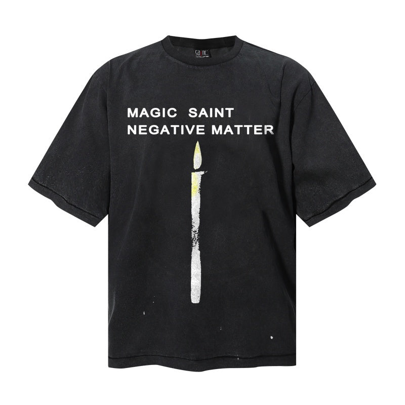 Saint Michael T Shirts Top Two-line Capital Text Dark Mystical Aesthetic Motif