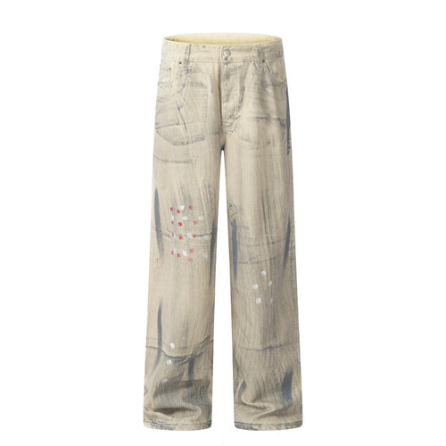 American-style streetwear harem pants Faded bleached dirty tone vintage wash