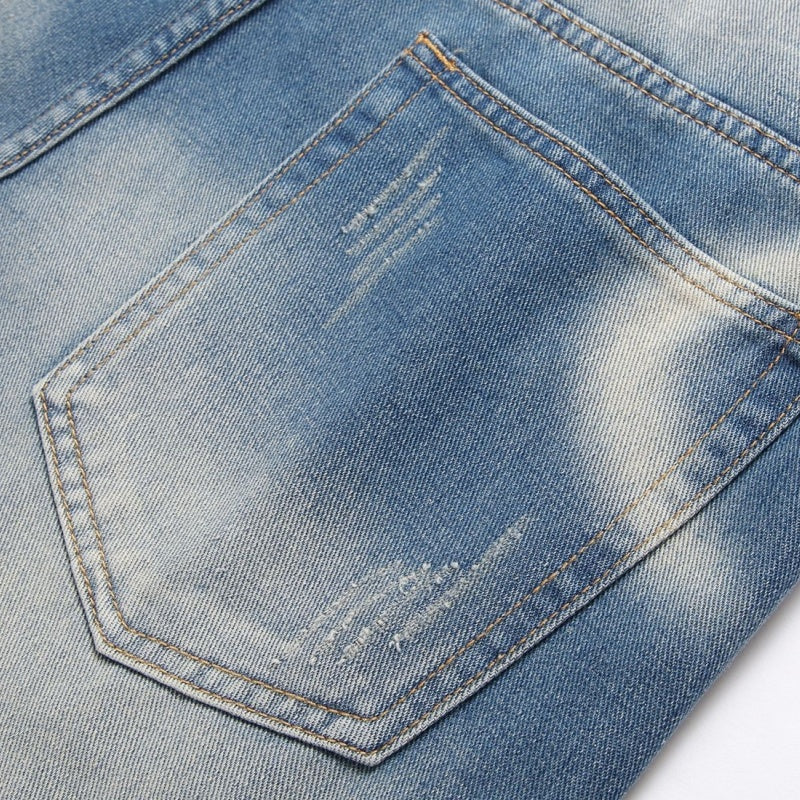 Denim shorts High-quality trendy Distressed with holes casual pure cotton Non-stretch plus-size men's clothing