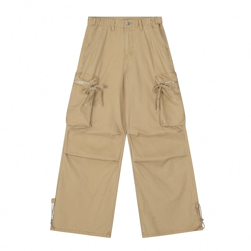 American-style streetwear harem pants Pleated knee relaxed fit outdoor pants