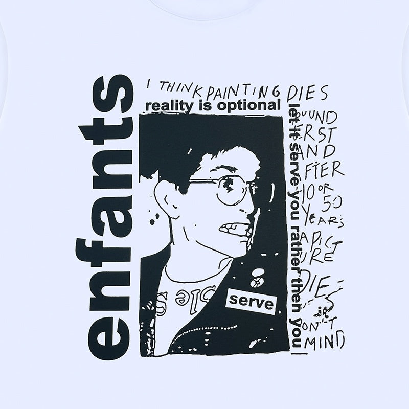 ERD T Shirts Vertical Text Framed Sketch Portrait Street Graphic Top