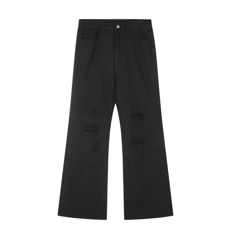American-style streetwear harem pants Frayed Knee Detail Wide Leg Bottoms