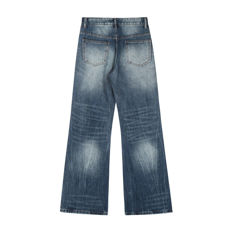 American-style streetwear harem pants Multiple Flap Pockets Streetwear Wide Denim