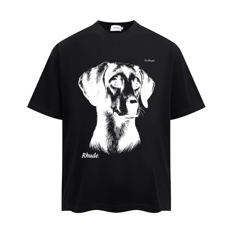 RHUDE T Shirts Vintage Dog Portrait Graphic