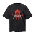 Saint Michael T Shirts Distressed Black Front Flame Skull Crossbone Back Dragon Demon Metal Band Streetwear Top