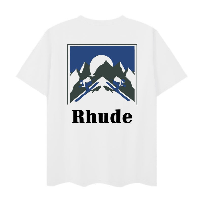 RHUDE T Shirts Vintage Mountain Brand Motif