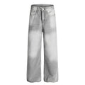 American-style streetwear harem pants Light Grey Shadow Fade Denim Trousers