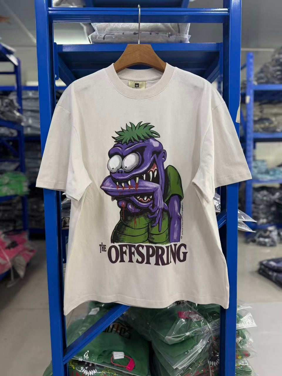Vintage style washed summer wear T shirt Purple monster