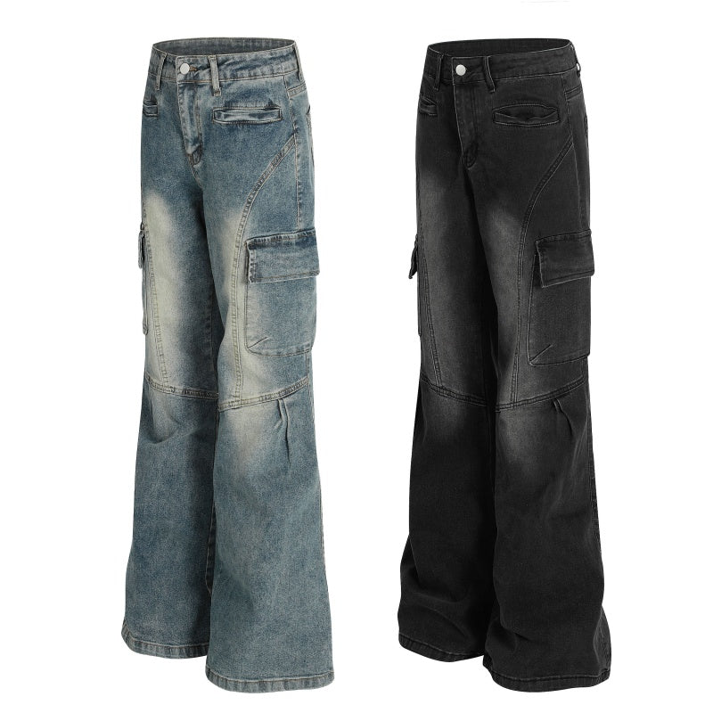 American-style streetwear harem pants Knee Seam Detail Bootcut Trousers