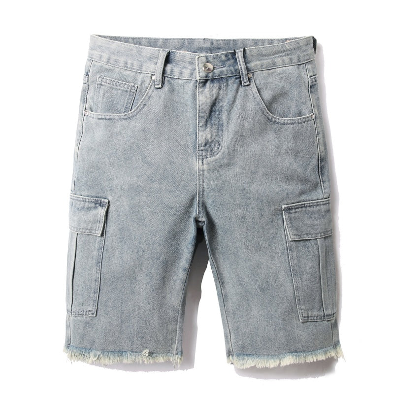 Denim shorts High-quality trendy casual pure cotton Non-stretch plus-size men's clothing