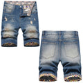 Denim shorts High-quality trendy Distressed with holes casual pure cotton Non-stretch plus-size men's clothing