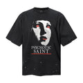 Saint Michael T Shirts Dark Gothic Aesthetic Monochrome Face Psychotic Saint Typography Motif