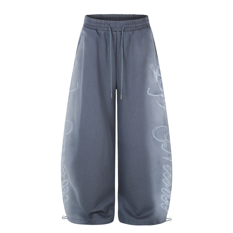 American-style streetwear harem pants Side Cursive Script Relaxed Balloon Trousers