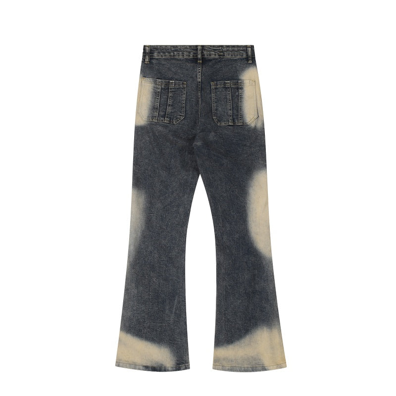 American-style streetwear harem pants Contrast Cloud Washed Flare Streetwear Trousers