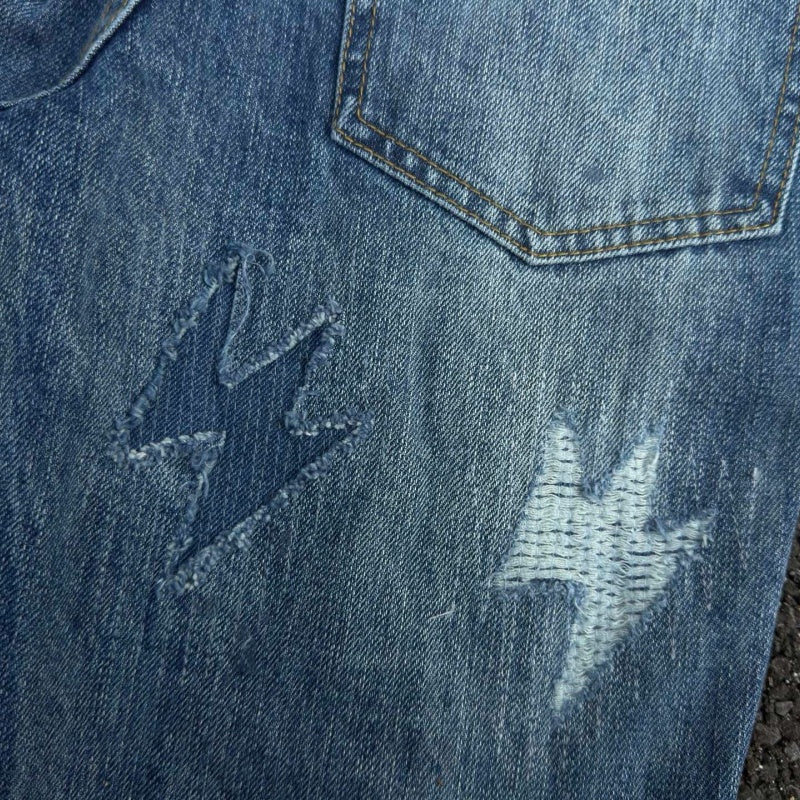 Lightning Pattern Jeans High-quality high-street pure cotton trousers