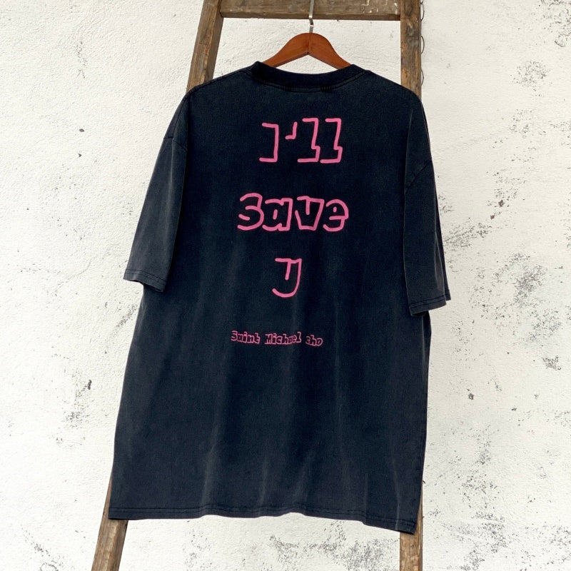Unisex Vintage T Shirts "Evil Spirit Summoning" Limited Edition | White Ink Direct-to-Garment Print | High-Street Vintage Style | Heavyweight Distressed Acid Wash