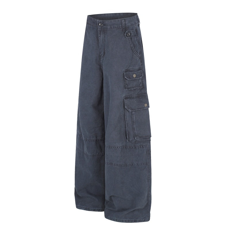 American-style streetwear harem pants Vintage Faded Heavy Canvas Oversized Cut