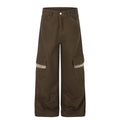 American-style streetwear harem pants Grunge Contrast Seam Fringe Cargo Street Trousers