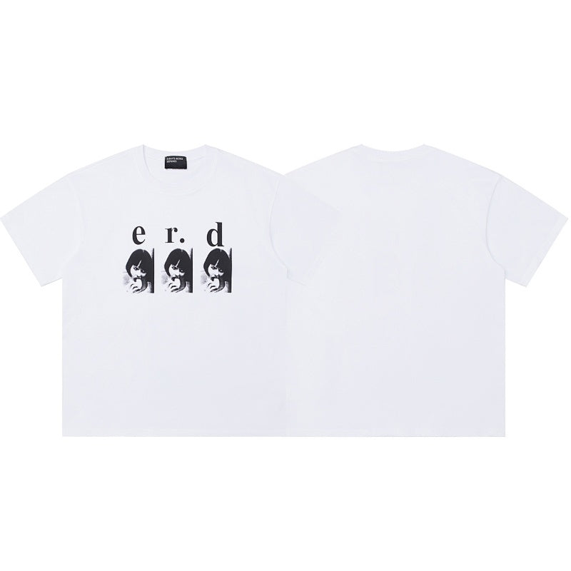 ERD T Shirts Three Framed Face Minimal Typography Graphic Top