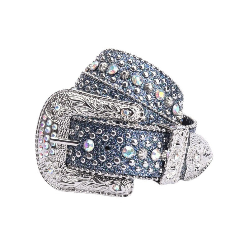 Hip-hop punk rhinestone belt alloy pin buckle