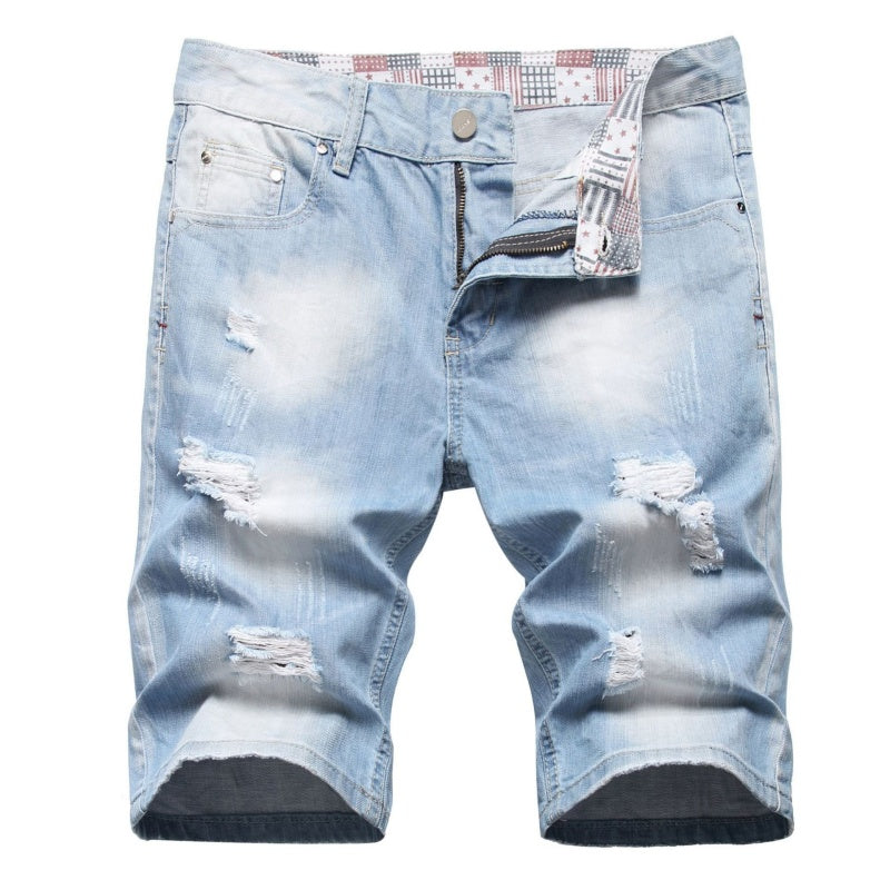 Denim shorts High-quality trendy casual pure cotton Non-stretch plus-size men's clothing