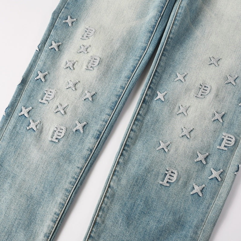 Purple brand Jeans High-quality pure cotton streetwear trousers embroidery