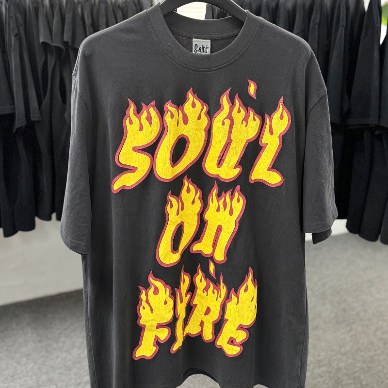 Unisex Vintage T Shirts "Soul on Fire" Limited Edition — Heavyweight Washed & Distressed Finish
