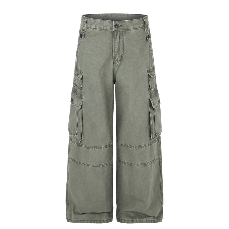 American-style streetwear harem pants Vintage Faded Heavy Canvas Oversized Cut