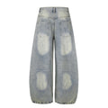 American-style streetwear harem pants Light Wash Star Embroidery Loose Barrel Cut Denim
