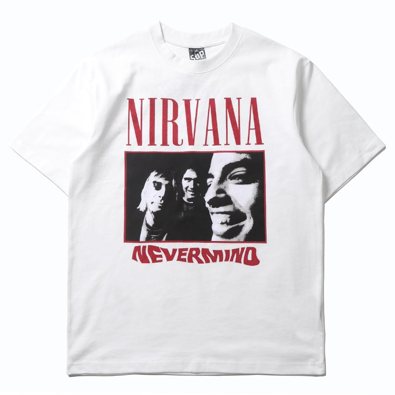Mens T-shirt Vintage American-style trendy brand vintage-inspired Nirvana band graphic print