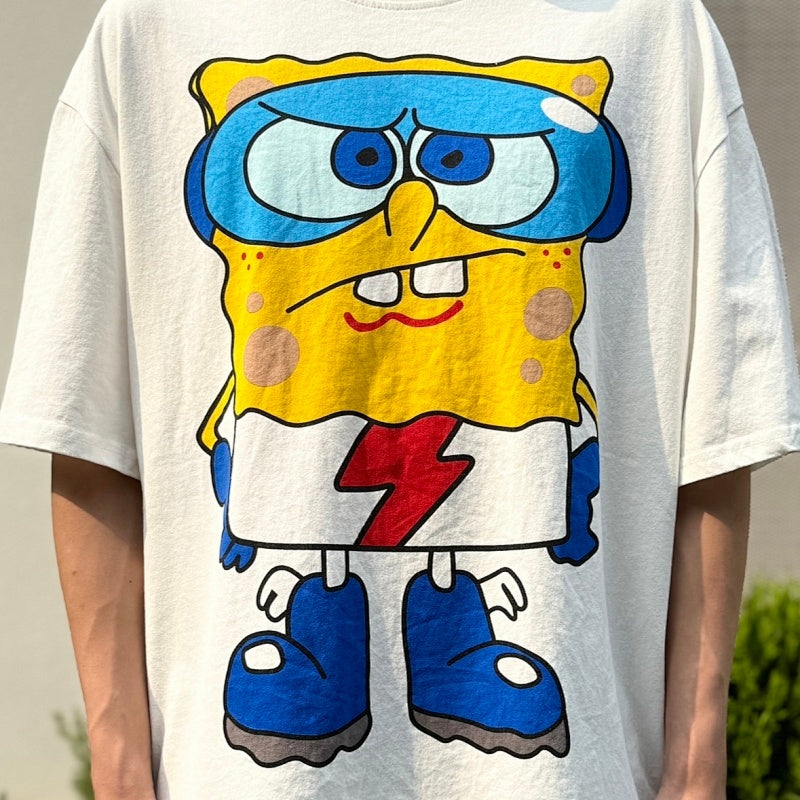 Unisex Vintage T Shirts CSF SpongeBob – American vintage / West Coast hip-hop style fit. Features white-ink direct printing and a heavyweight, distressed wash finish. High-street short-sleeve tee with an unbeatable feel and texture.