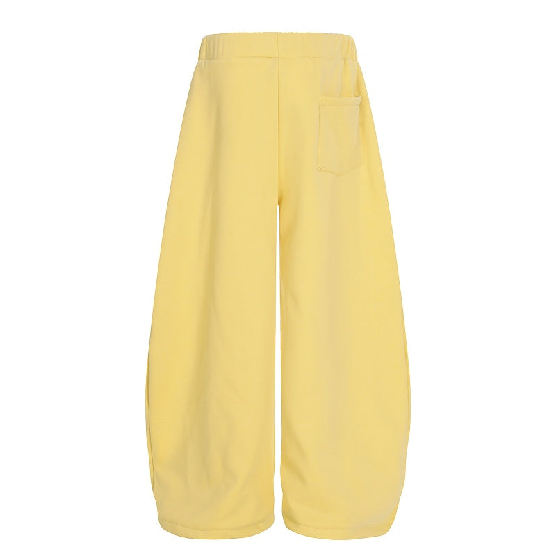 American-style streetwear harem pants Fleece-lined and thickened Braided Rope Drawstring Trousers