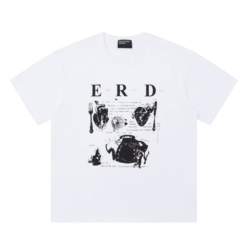 ERD T Shirts Two-Sided Monochrome Art Pattern Casual Shirt