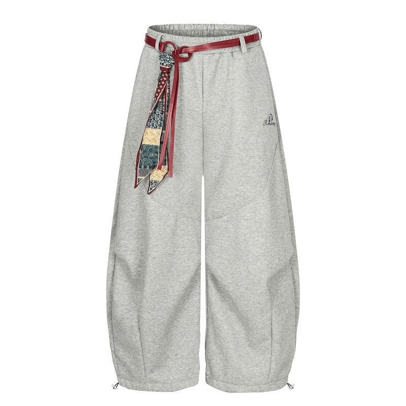 American-style streetwear harem pants Elastic Waist Relaxed Harem Pants  Fleece-lined and thickened