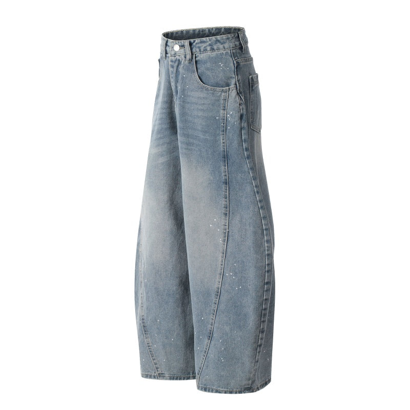 American-style streetwear harem pants Horizontal Whisker Vintage Detail