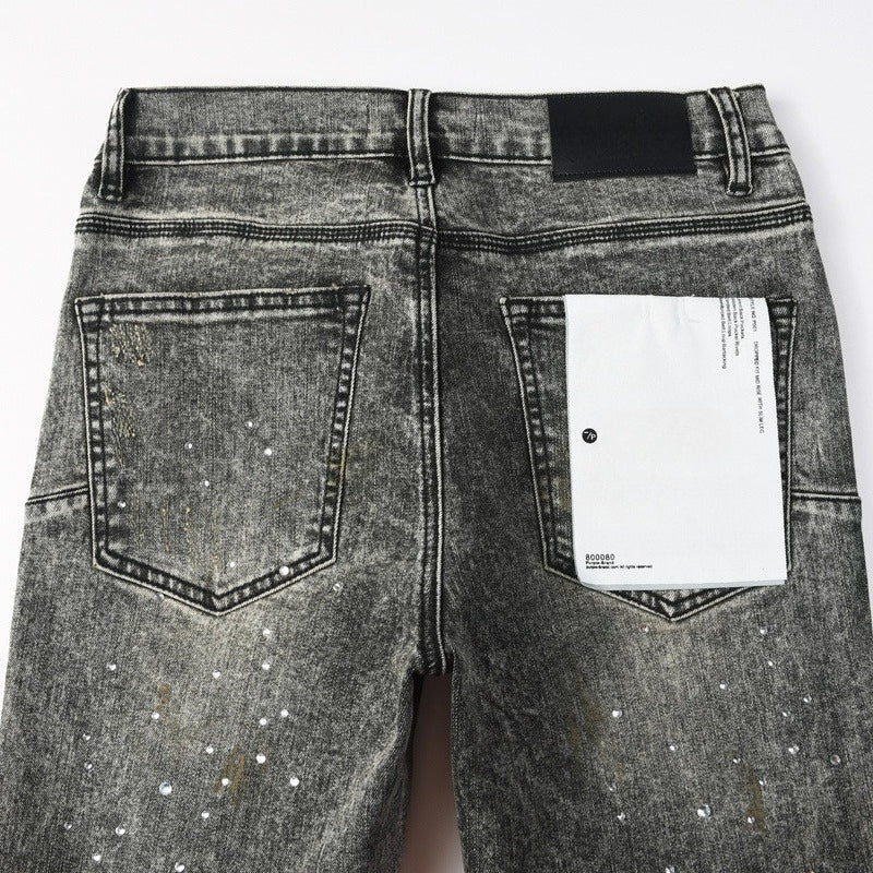 Purple brand Jeans High-quality pure cotton streetwear trousers Rhinestone