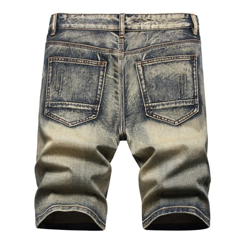 Denim shorts High-quality trendy casual pure cotton Non-stretch plus-size men's clothing