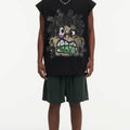 BIG FACE Drop-Shoulder Tank Top High-street vintage style featuring a small neckline, white-ink digital direct-to-garment (DTG) printing, and a heavy-duty, distressed wash finish; crafted from 260g double-yarn plain-knit fabric.