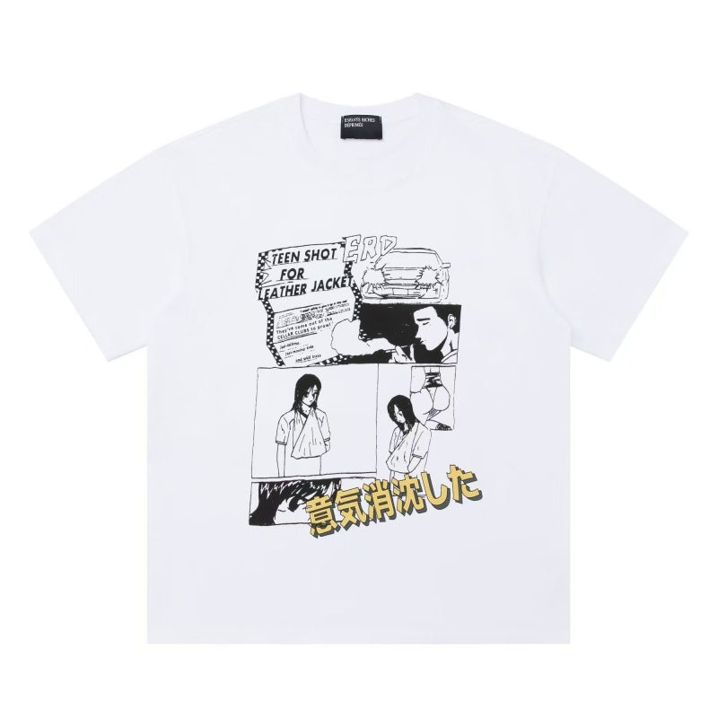 ERD T Shirts Mixed Sketch Comic Layout Asian Text Casual Top