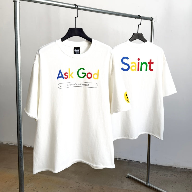 Unisex Vintage T Shirts Saint x CPFM x Choooself three-way collaboration: "Be Your Own Saint" limited edition. Features authentic-spec, heavy-duty 320g fabric (retaining its weight after washing) and vintage-style single-stitch construction with hem-