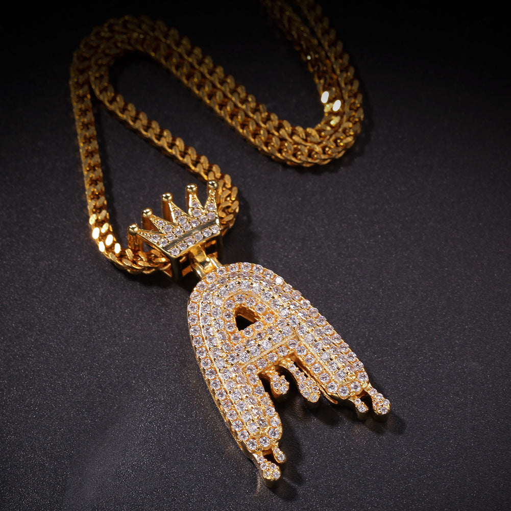 Jewelry Hip Hop Zircon Letter Pendant Fashion Sweater Word Up Spectrum