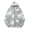 Denim Tears Hoodie Fleece Pinstripe Pattern Cotton Wreath Graphic Oversized