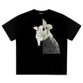ERD T Shirts Raglan Cut Surreal Half Figure Graphic Street Top