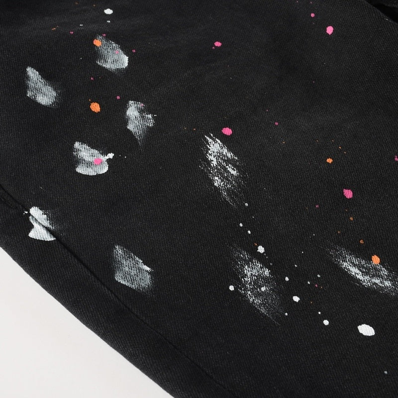 Purple brand Jeans High-quality pure cotton streetwear trousers Splashed ink