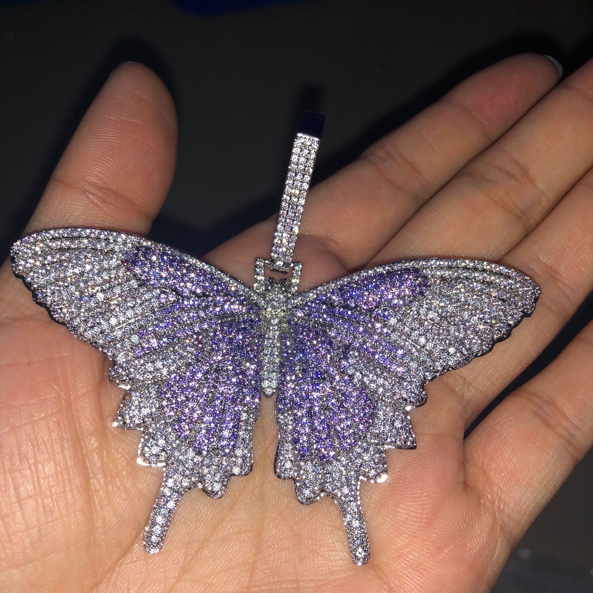 Jewelry Zircon Butterfly Pendant Necklace Vintage Fashion High Sense Animal Spectrum