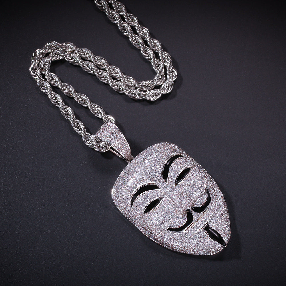 Jewelry Copper Inlaid AAA Zircon Smiley Mask Pendant Hip Hop Jesus Pieces Spectrum