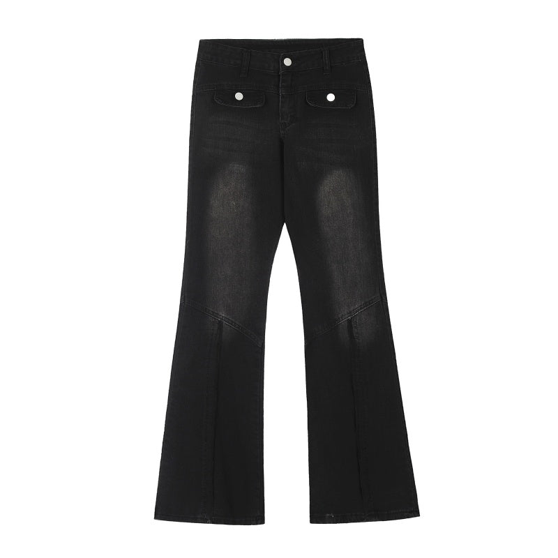 American-style streetwear harem pants Front Knee Fade Panel Stitch Detail