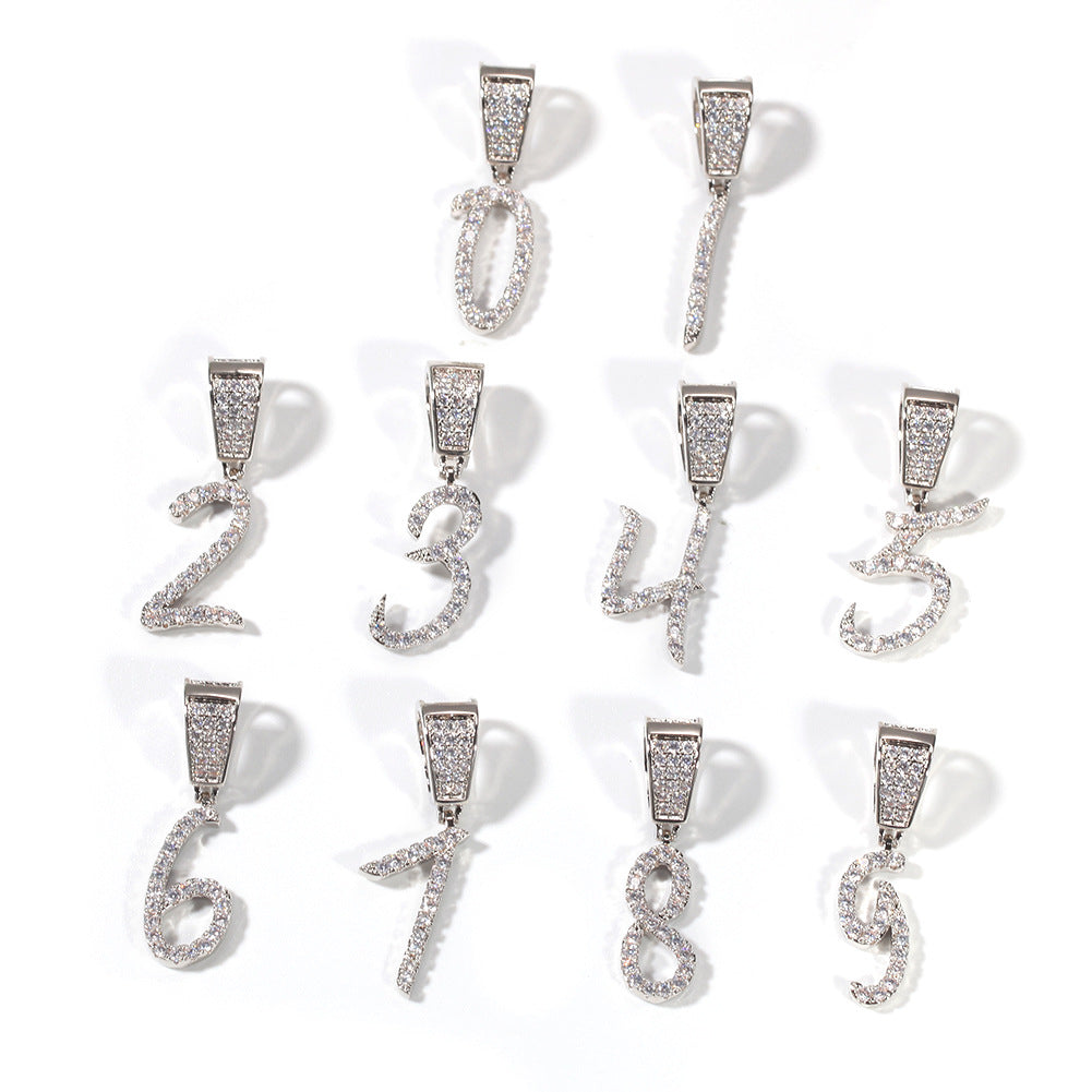 Jewelry Grass Numeral Alphabet Pendant Copper Inlaid Zircon Word Up Spectrum
